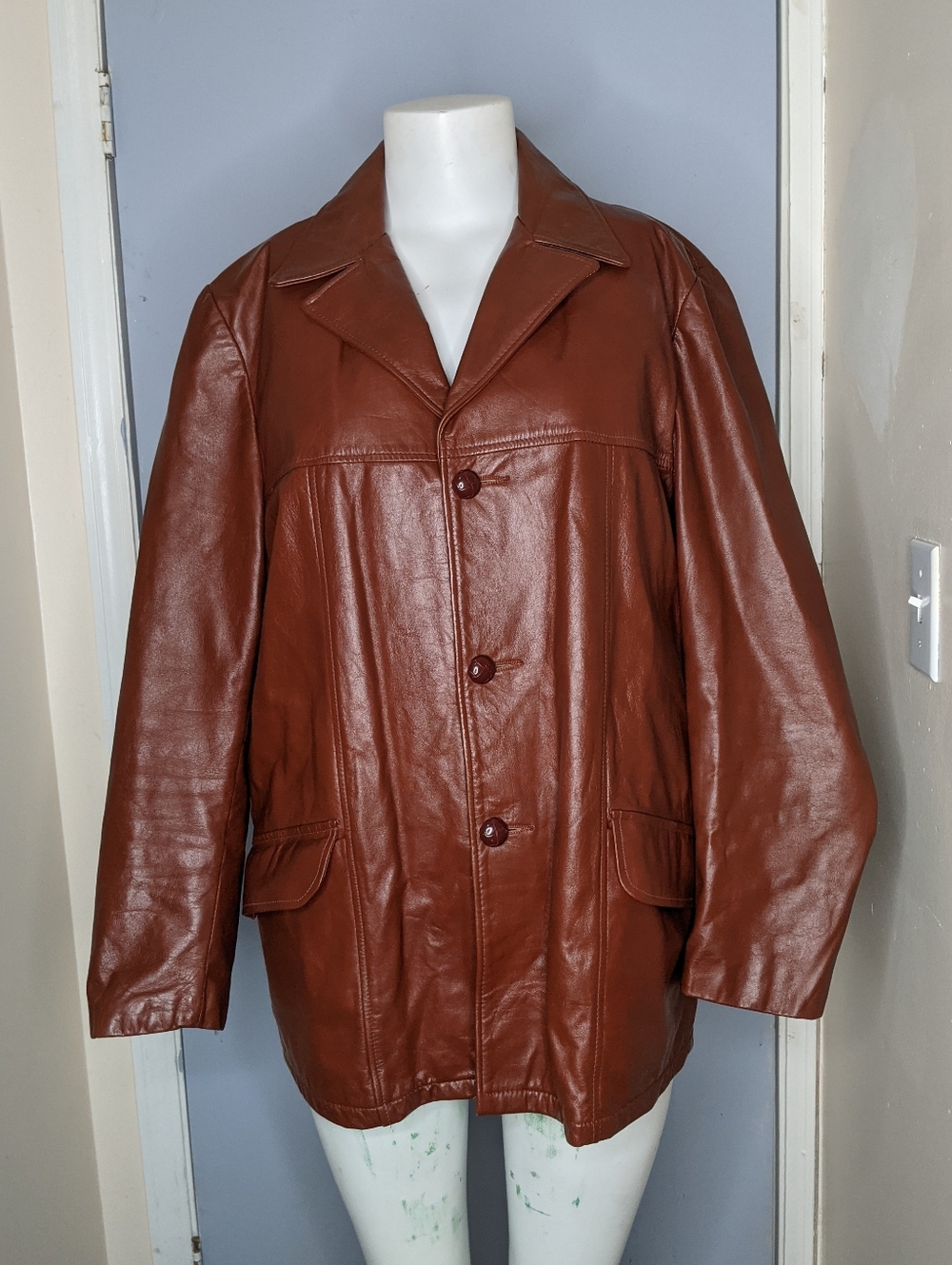 Leather Button Down Coat
